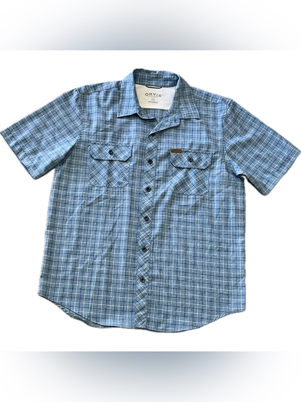 Orvis Blue Plaid Button Down Shirt US Men's Medium
